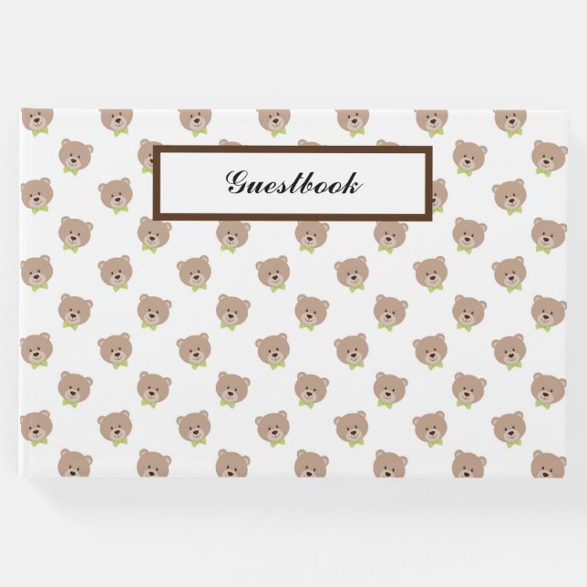 Nalle ANSIKTE MED GRÖNT BOWTIES Gästböcker (Framsida)