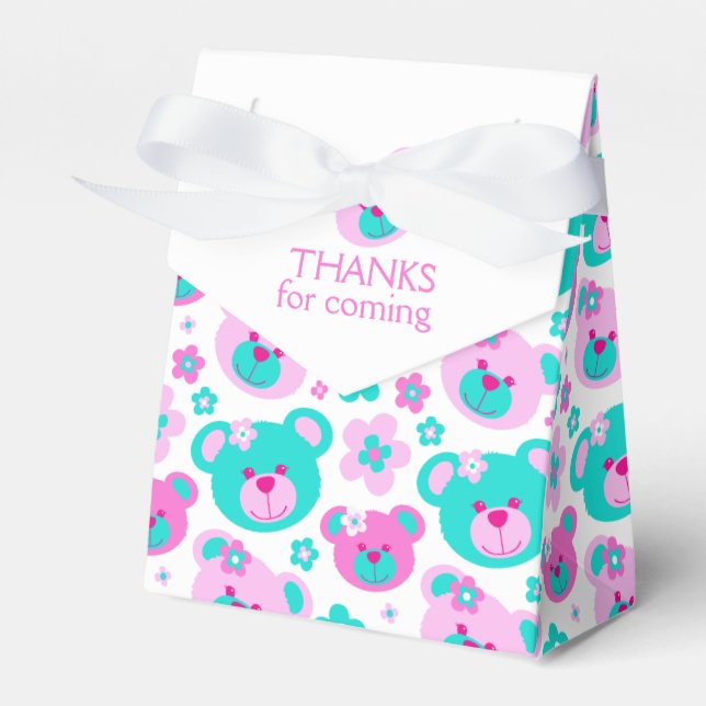 Nalle ansikte och blommor tack vare presentlådan presentaskar (Framsidan Sidan)