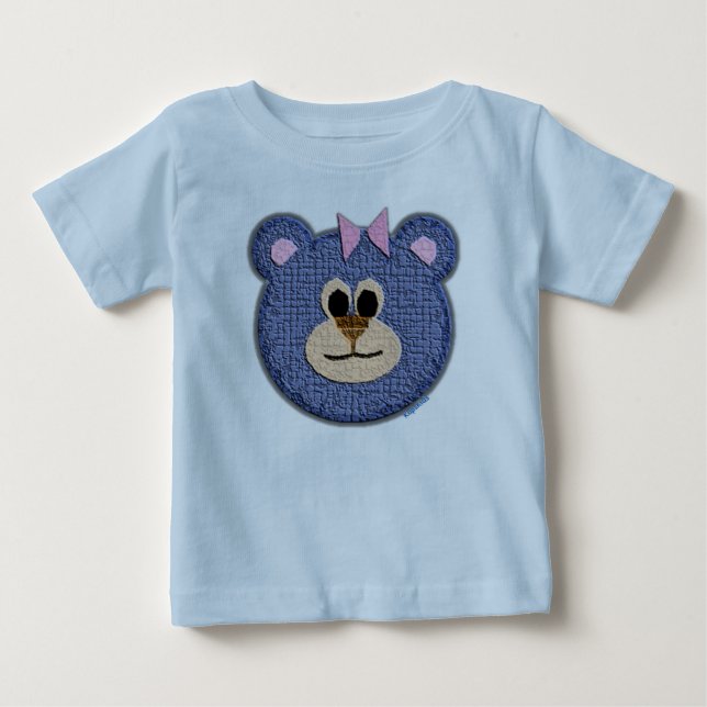 Nalle Ansikte (rosa båge) T Shirt (Framsida)
