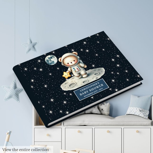Nalle Astronaut Boy Shower Guest Journal Gästböcker (Teddy Bear Astronaut Boy Baby Shower Guest Journal)