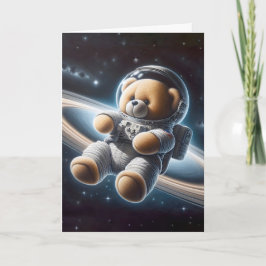 Nalle Astronaut för Nyfödd bebis Boy Kort