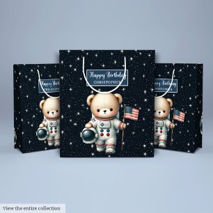 Nalle Astronaut Gift Bag för födelsedagspojke