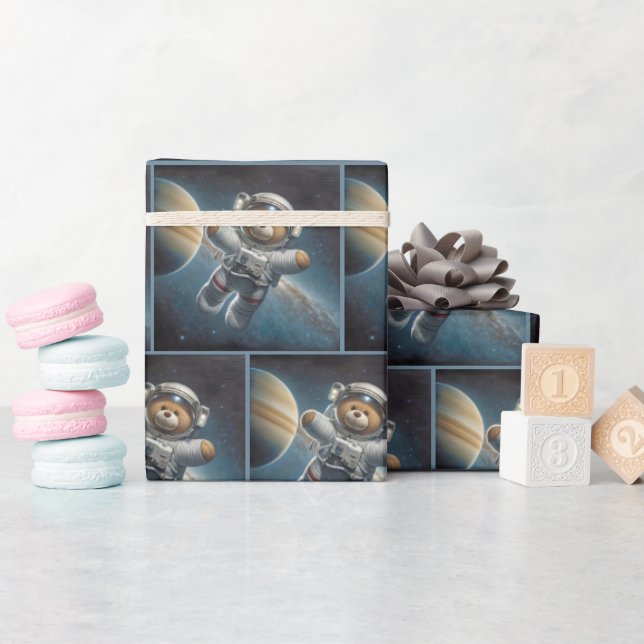 Nalle Astronaut i Rymden Presentpapper (Baby Shower)