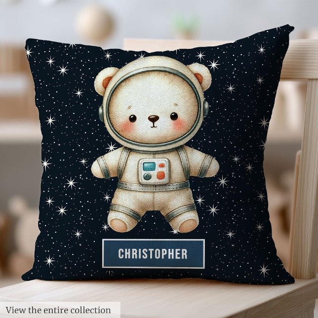 Nalle Astronaut Pillow för Pojke Kudde (Baby Boy Decorative Pillow Astronaut Teddy Bear Art)