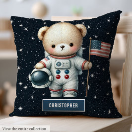 Nalle Astronaut Pojke Pillow Nursery Decor Kudde