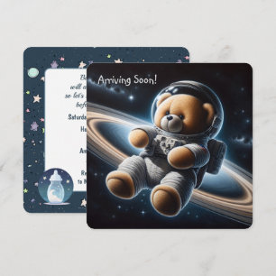 Nalle Astronaut Pojke Shower Inbjudningar