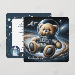 Nalle Astronaut Pojke Shower Inbjudningar