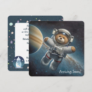 Nalle Astronaut Pojke Shower Inbjudningar