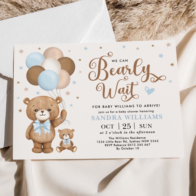 Nalle att vi kan tidigt vänta på babyskor invi inbjudningar (Skapare uppladdad)