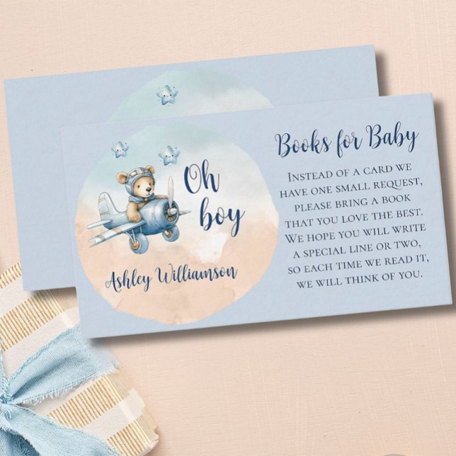 Nalle Aviator Bokar for Baby Shower Tilläggskort (Skapare uppladdad)