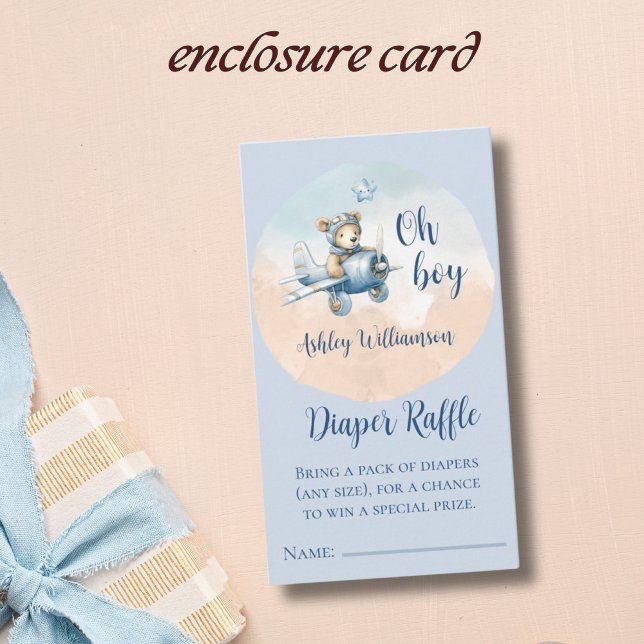 Nalle Aviator Diaper Raffle for Baby Shower Tilläggskort (Skapare uppladdad)
