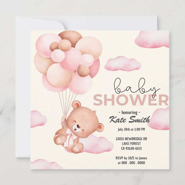 Nalle Baby Baby Shower Meddelande (Framsida)
