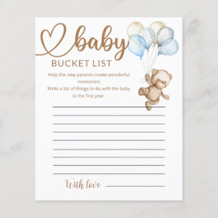 Nalle Baby Bear Baby Shower Bucket List