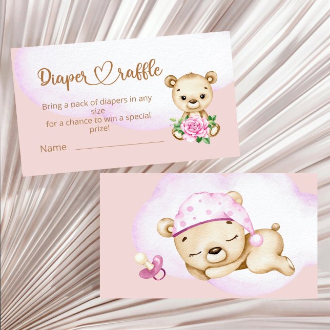 Nalle Baby Bear Baby Shower Diaper Raffle Tilläggskort (Skapare uppladdad)