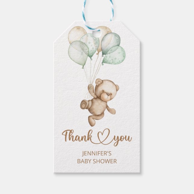 Nalle Baby Bear Baby Shower Gift-Märkre Presentetikett (Framsidan)