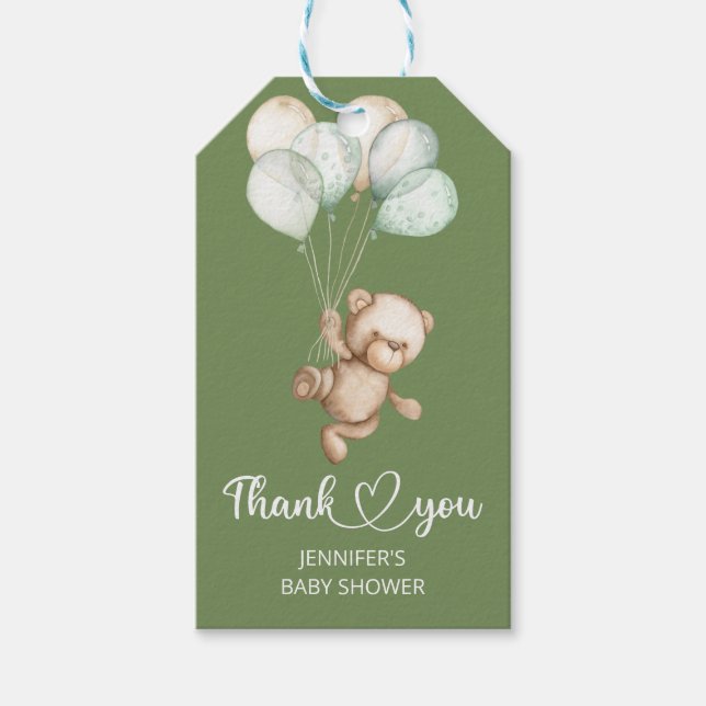 Nalle Baby Bear Baby Shower Gift-Märkre Presentetikett (Framsidan)