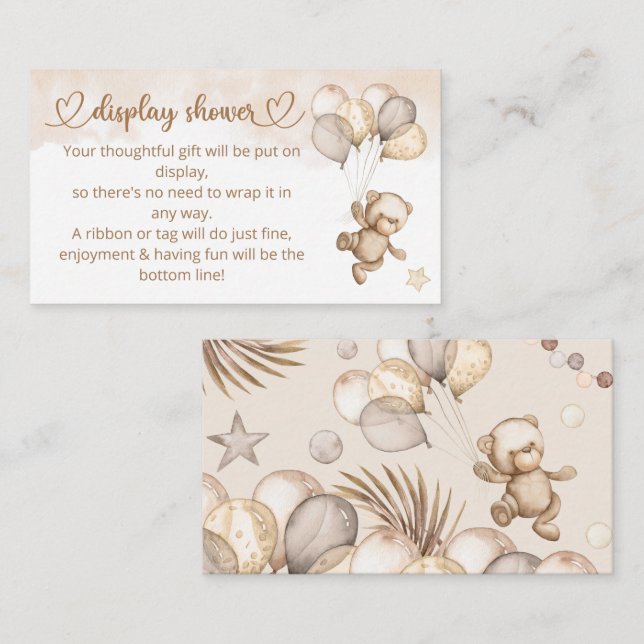 Nalle Baby Bear Baby Shower Tilläggskort (Fram/baksida)