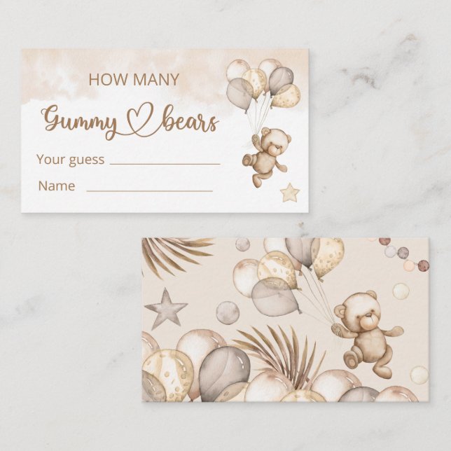 Nalle Baby Bear Baby Shower Tilläggskort (Fram/baksida)