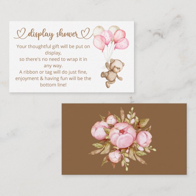 Nalle Baby Bear Baby Shower Tilläggskort (Fram/baksida)