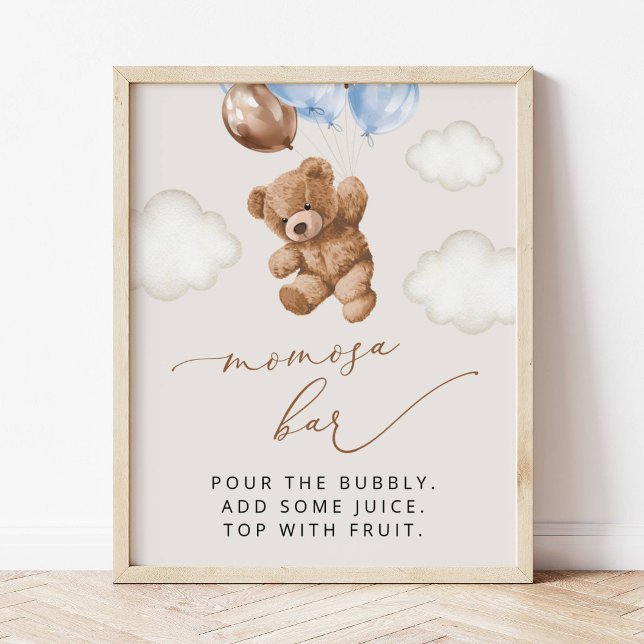 Nalle, Baby Bear, Blue Balloons, Momosa Pub Poster (Skapare uppladdad)