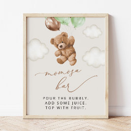 Nalle, Baby Bear, Grönt Balloons, Momosa Pub Poster