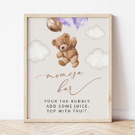 Nalle, Baby Bear, Lila Bubons, Momosa Pub Poster