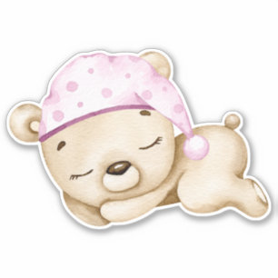 Nalle Baby Bear Rosa Cute Animal Sticker Klistermärken