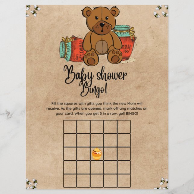 Nalle Baby Bingo Baby Shower Game (Framsida)