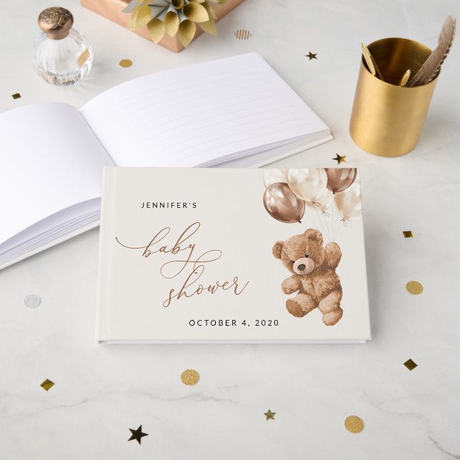 Nalle, Baby-björn, brunballonger, babyskor Gästböcker (Framsida öppen)