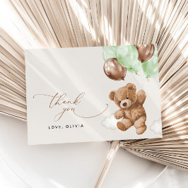 Nalle, Baby-björn, Grönt-ballonger, babyskor Tack Kort