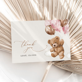Nalle, Baby-björn, Rosa-ballonger, babyskor Tack Kort