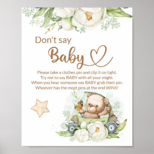 Nalle baby björn säger inte att babyduschspel po poster