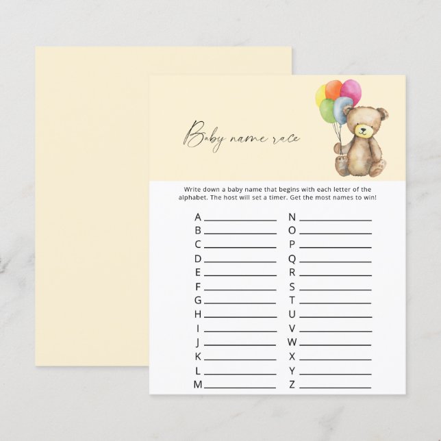 NALLE - BABY NAMN TÄVLING (Fram/baksida)