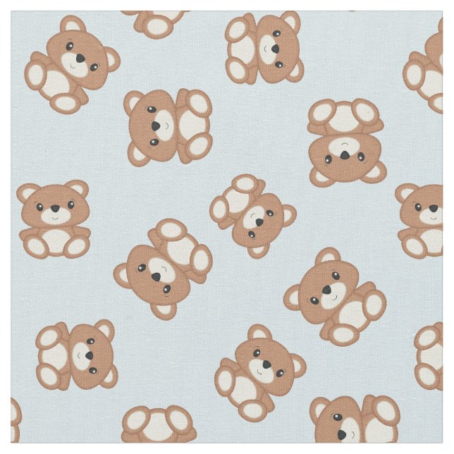 Nalle Baby Nursery Kids Cute Blue Tyg (Närbild)