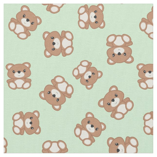 Nalle Baby Nursery Kids Cute Grönt Tyg (Närbild)