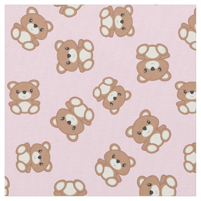 Nalle Baby Nursery Kids Cute Rosa Tyg (Närbild)