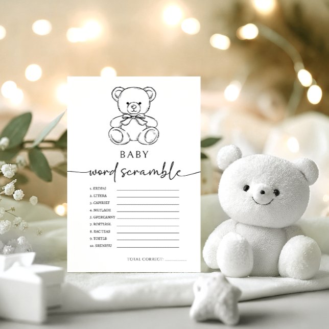 Nalle Baby Ord Scramble Boy Shower Game (Skapare uppladdad)