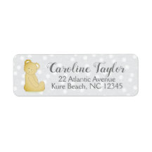 Nalle Baby Shower-adressetikett grått & brun