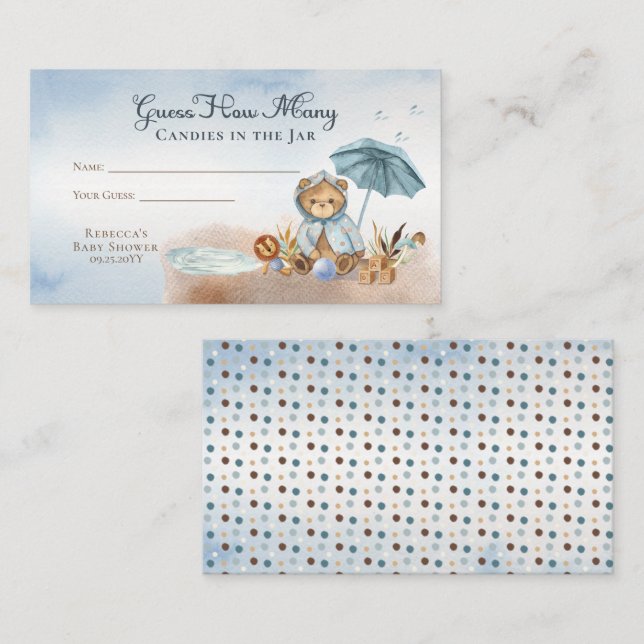 Nalle Baby Shower anger hur många kaniner som finn Tilläggskort (Fram/baksida)
