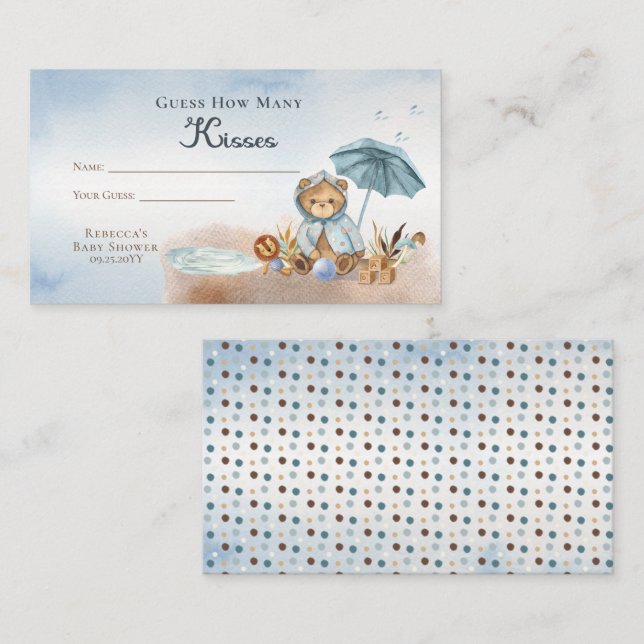 Nalle Baby Shower anger hur många nycklar Tilläggskort (Fram/baksida)