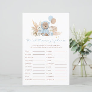 Nalle Baby Shower Avslutar Mamma Phrase-spel
