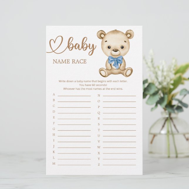 Nalle Baby Shower Baby Namn Tävling (Stående Fram)