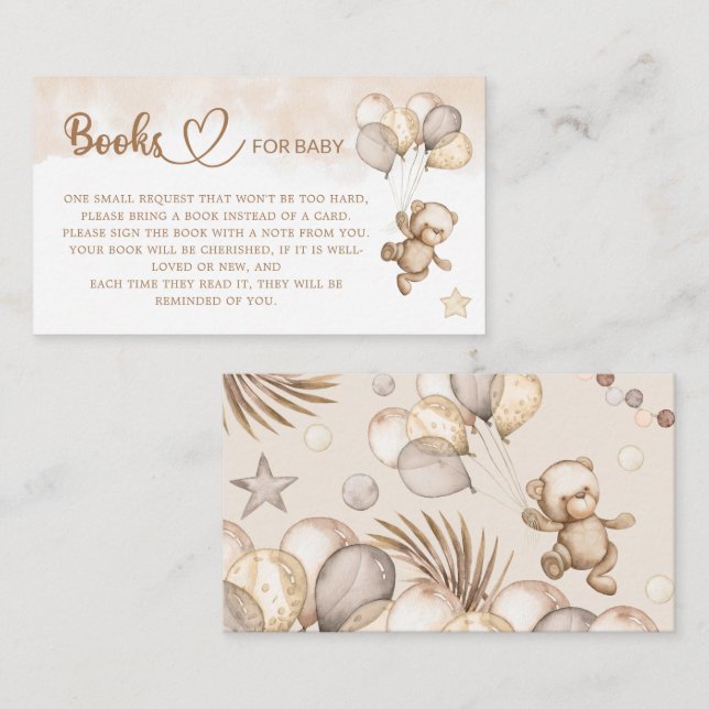 Nalle Baby Shower Bokar för baby Tilläggskort (Fram/baksida)