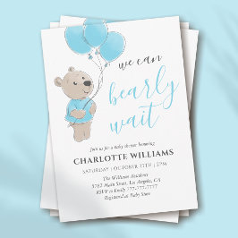 Nalle Baby Shower Boy Blue Inbjudningar