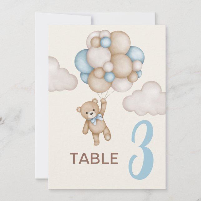 Nalle Baby Shower Boy bord-tecken Inbjudningar (Framsida)