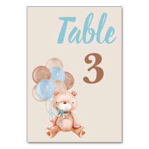 Nalle Baby Shower Boy Bordsnummer