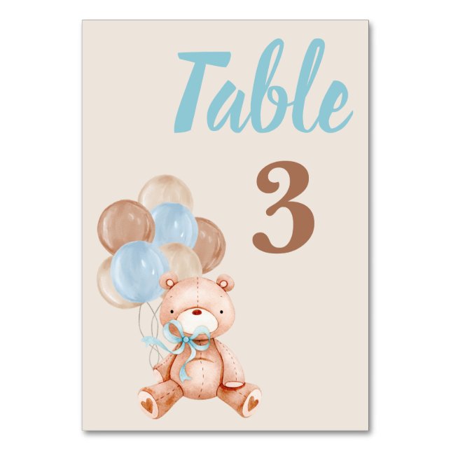 Nalle Baby Shower Boy Bordsnummer (Framsidan)