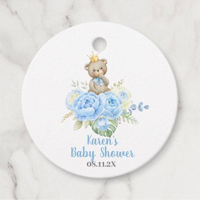 Nalle Baby Shower Boy Gåvor Etiketter (Framsida)