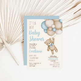 Nalle Baby Shower Boy-inbjudan Inbjudningar