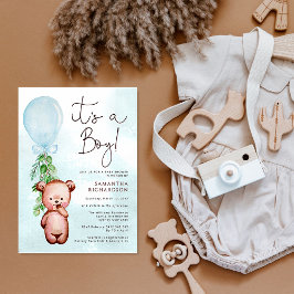 Nalle Baby Shower Boy-inbjudan Inbjudningar